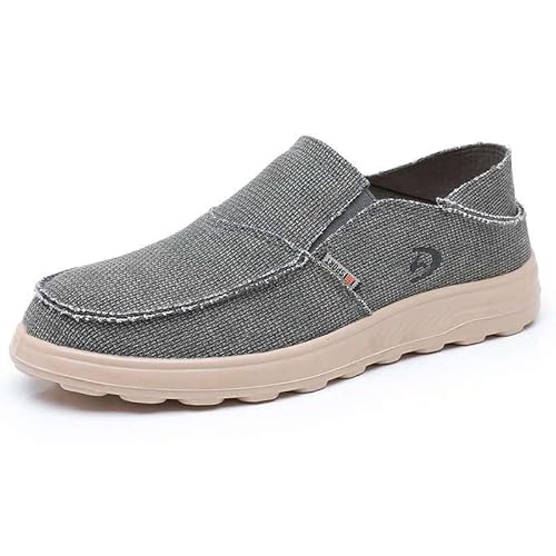 JXpxbao Herrenschuhe - Leichte Slip on Canvas Schuhe Männer - Loafers Für Männer - All Day Comfort - Slip on Oder Slide in Herren Freizeitschuhe Mokassins Flache Slipper (Grau,40) von JXpxbao