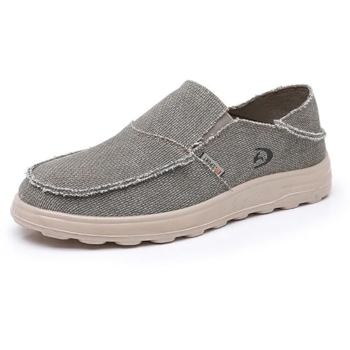 JXpxbao Herrenschuhe - Leichte Slip on Canvas Schuhe Männer - Loafers Für Männer - All Day Comfort - Slip on Oder Slide in Herren Freizeitschuhe Mokassins Flache Slipper (Khaki,42) von JXpxbao