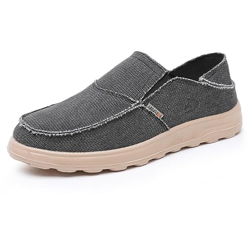 JXpxbao Herrenschuhe - Leichte Slip on Canvas Schuhe Männer - Loafers Für Männer - All Day Comfort - Slip on Oder Slide in Herren Freizeitschuhe Mokassins Flache Slipper (Schwarz,44) von JXpxbao
