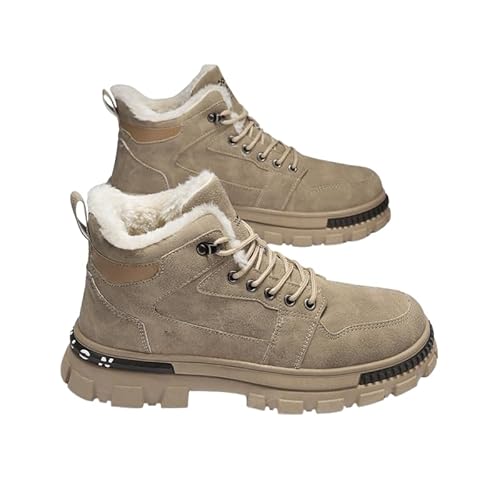 JXpxbao Isolierte Winterstiefel Für Herren Wasserdichte Wanderstiefel Schneestiefel Winterwanderstiefel Für Herren Schnürstiefel Rutschfeste Outdoor-Schuhe (Khaki,40) von JXpxbao