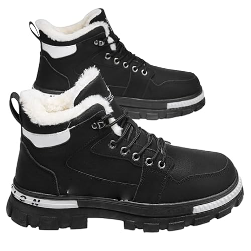 JXpxbao Isolierte Winterstiefel Für Herren Wasserdichte Wanderstiefel Schneestiefel Winterwanderstiefel Für Herren Schnürstiefel Rutschfeste Outdoor-Schuhe (Schwarz,40) von JXpxbao