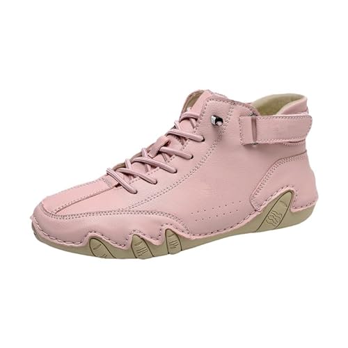 JXpxbao Klassisch Und Vielseitig Schwarze & Weiße Mehrfarbig High-Top-Stiefel Für Unisex, Modisch Und Vielseitig, Komfort Klettverschluss Sportliche Kurzstiefel (Rosa,36) von JXpxbao