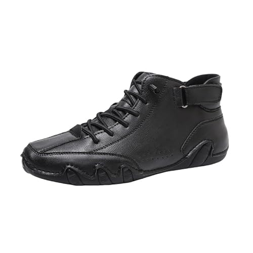 JXpxbao Klassisch Und Vielseitig Schwarze & Weiße Mehrfarbig High-Top-Stiefel Für Unisex, Modisch Und Vielseitig, Komfort Klettverschluss Sportliche Kurzstiefel (Schwarz,38) von JXpxbao