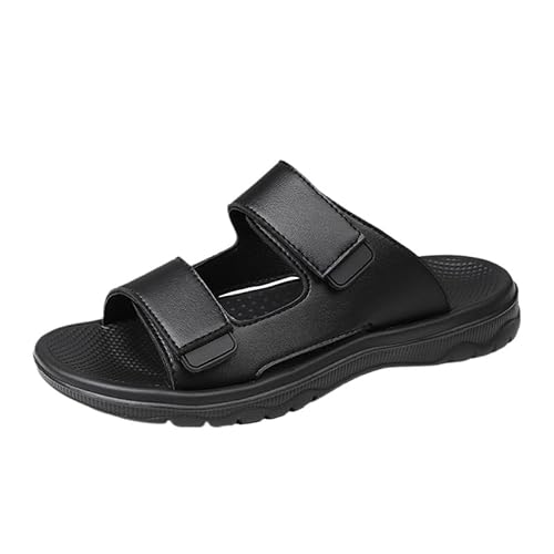 JXpxbao Klettverschluss Herren Outdoor-Sandalen Sommer Wanderschuhe Wandern Sandalen Leder Strand Wanderschuhe (38,schwarz) von JXpxbao