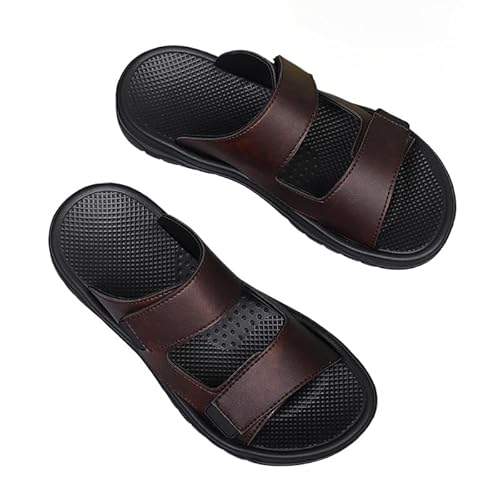 JXpxbao Klettverschluss Herren Outdoor-Sandalen Sommer Wanderschuhe Wandersandalen Leder Strand Wanderschuhe (dunkelbraun,39) von JXpxbao
