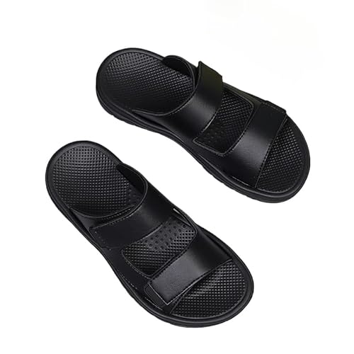 JXpxbao Klettverschluss Herren Outdoor-Sandalen Sommer Wanderschuhe Wandersandalen Leder Strand Wanderschuhe (schwarz,45) von JXpxbao