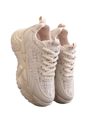 JXpxbao Laufschuhe Für Damen – Atmungsaktive Plateau-Sneaker Mit Dicker Sohle, Bequeme Und Leichte Freizeitschuhe Für Den Alltag Und Sport (35,Khaki) von JXpxbao