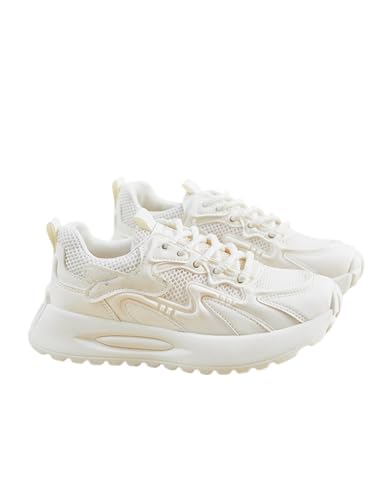 JXpxbao Laufschuhe Für Damen – Atmungsaktive Plateau-Sneaker Mit Dicker Sohle, Bequeme Und Leichte Freizeitschuhe Für Den Alltag Und Sport (36,Beige) von JXpxbao