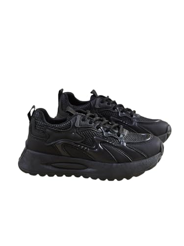 JXpxbao Laufschuhe Für Damen – Atmungsaktive Plateau-Sneaker Mit Dicker Sohle, Bequeme Und Leichte Freizeitschuhe Für Den Alltag Und Sport (38,Schwarz) von JXpxbao