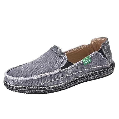 JXpxbao Leichte, bequeme Herren-Pantoletten aus Segeltuch, rutschfeste Hausschuhe mit geschlossener Zehenpartie und atmungsaktivem, offenem Rücken für draußen (Grau,42) von JXpxbao
