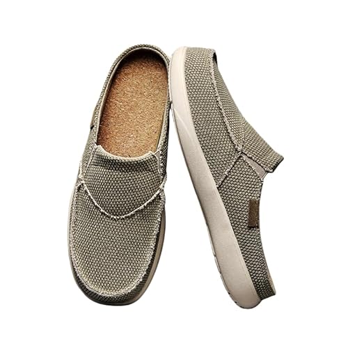 JXpxbao Leichte, bequeme Herren-Pantoletten aus Segeltuch, rutschfeste Hausschuhe mit geschlossener Zehenpartie und atmungsaktivem, offenem Rücken für draußen (Kamel,47) von JXpxbao