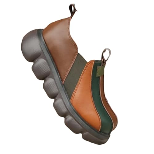 JXpxbao Loafer Im Patchwork-Design - Bequeme Schlupfschuhe Mit Dicker Sohle, Runder Spitze Und Kunstleder-Obermaterial Für Alle Jahreszeiten, Elegante Freizeitschuhe (Dunkelbraun,39) von JXpxbao