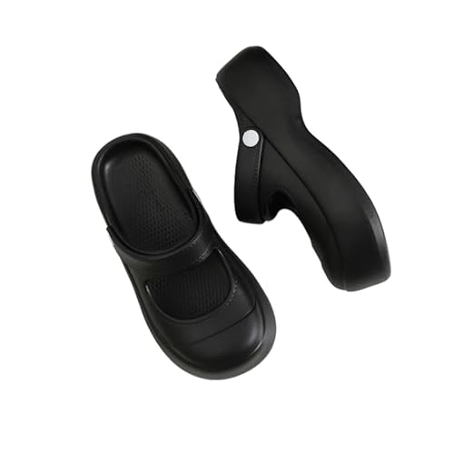 JXpxbao Mary Jane Clogs Gartenclogs Damen Gummiclogs - Gummi Gartenschuhe Damen Clogs Garten Leichte Gummischuhe Sommer (38,Schwarz) von JXpxbao
