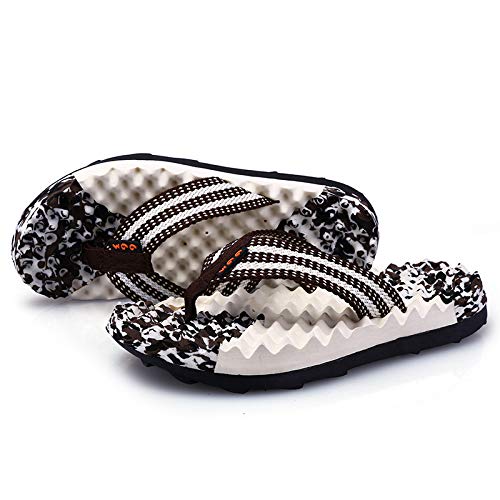 JXpxbao Massage-Sandalen Damen Herren Sanft Zehentrenner,Fußgewölbestütze Orthopädisches Fußbett Mit Weichem Kissen Bequem Flach Für Drinnen Und Draußen Sommer Strand Zehentrenner (Braun,38) von JXpxbao