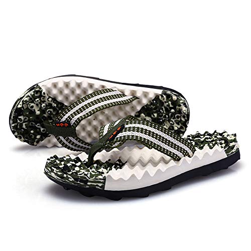 JXpxbao Massage-Sandalen Damen Herren Sanft Zehentrenner,Fußgewölbestütze Orthopädisches Fußbett Mit Weichem Kissen Bequem Flach Für Drinnen Und Draußen Sommer Strand Zehentrenner (Militärgrün,38) von JXpxbao