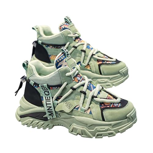 JXpxbao Mode Herren-Sneaker Zum Schnüren, Gestreiftes Design, Skateboard-Schuhe Mit Guter Traktion, Dämpfung Atmungsaktiv Und Bequem Retro Sneakers (Grün,43) von JXpxbao