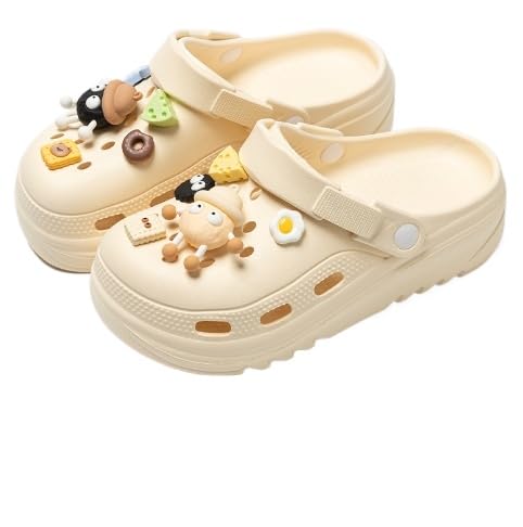 JXpxbao Neuer Sommerstil, Japanische und koreanische modische Damen-Schuhe mit niedlichem Lochmuster und entzückendem Kohlekugel-Anhänger, schön und elegant (Khaki,40) von JXpxbao