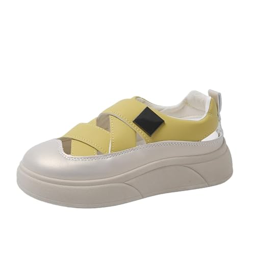 JXpxbao Orthopädische Bequemschuhe - Damen Sportsandalen Trekking Sandalen Outdoorsandale Geschlossene Wandersandalen Sommer Leichte Für Reisen Wandern (Gelb,38) von JXpxbao