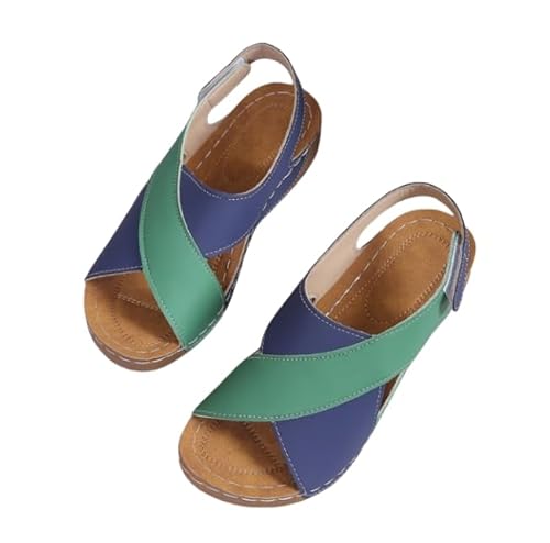 JXpxbao Orthopädische Damen-Sandalen, Sommer, leichte Anti-Rutsch-Sandalen, Pantoletten, mit Klettverschluss, europäische Größe 36–43 (Blaugrün,40) von JXpxbao