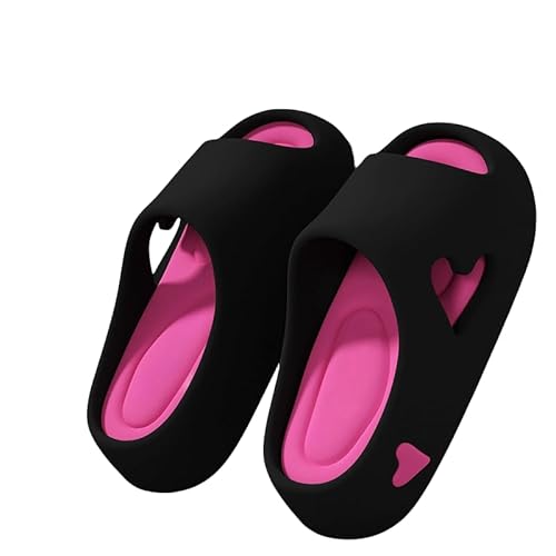 JXpxbao Orthopädische Damen Schlappen 100% Eva Super Weich rutschfest Badeschuhe Original Weicher Boden Hausschuhe Damen Clogs & Pantoletten Mit Liebesmuster (35,Schwarze Rose) von JXpxbao