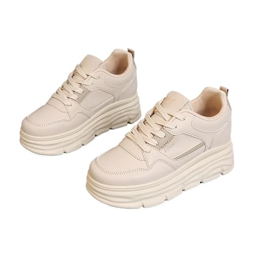 JXpxbao Orthopädische Damen-TurnschuheChunky Turnschuhe für Damen, modische Plateau-Lässige Schuhe, Bequeme Keilabsatz Sneaker (Khaki,35) von JXpxbao