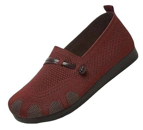 JXpxbao Orthopädische Damenschuhe Für Den Sommer, Damenschuhe, Pedal, Orthopädische Schuhe Mit Breiter Öffnung, Atmungsaktive Sommerschuhe, rutschfeste Arbeitsschuhe (rot,40) von JXpxbao