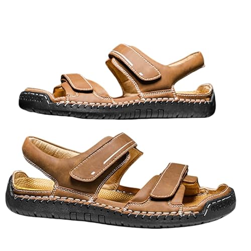 JXpxbao Orthopädische Herren Sandalen Strand Sommer Athletische Sandalen Herren Klettverschluss Anti-Rutsch Wandersandalen Outdoor Strand Reisen Trekking Wander Große Größe (Hellgelb,43) von JXpxbao
