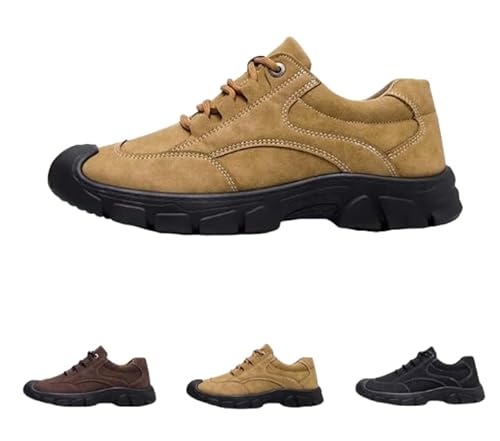 JXpxbao Orthopädische Schuhe Herren Leicht Trekkingschuhe rutschfeste Outdoor Schuhe Atmungsaktiv Freizeitschuhe Slip-on Walkingschuhe Weit Herren Sneaker (gelblich braun,39) von JXpxbao