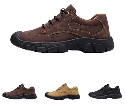 JXpxbao Orthopädische Schuhe Herren Leicht Trekkingschuhe rutschfeste Outdoor Schuhe Atmungsaktiv Freizeitschuhe Slip-on Walkingschuhe Weit Herren Sneaker (rotbraun,43) von JXpxbao