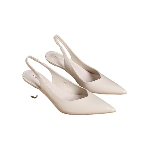 JXpxbao Orthopädische Slipper Mit Spitzer Zehenpartie Und Stiletto-Absatz Für Damen – Perfekt Fürs Büro Hochzeiten Und Partys, Lässige Büroschuhe, Abendschuhe (milchig weiß,42) von JXpxbao