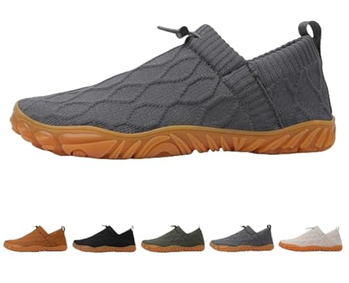 JXpxbao Outdoor Barfußschuhe Herren Slip On Sneaker Weich rutschfest Traillaufschuhe Walkingschuhe Leicht Fitnessschuhe (Dunkelgrau,40) von JXpxbao
