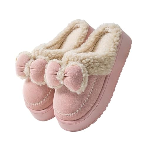 JXpxbao Pantoffeln Damen Rutschfeste,Warm Gästehausschuhe Pantoletten Plüsch Hausschlappen Winter Slippers Flacheschuhe 36-41 (Rosa,36) von JXpxbao