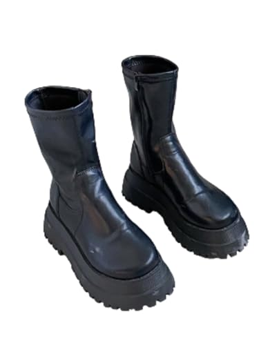 JXpxbao Plateau Schuhe Damen Modische Overknee Stiefel Reißverschluss. Mit Dicker Sohle, Klobigem Absatz (Kurzes Rohr,39) von JXpxbao