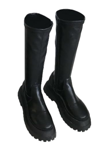 JXpxbao Plateau Schuhe Damen Modische Overknee Stiefel Reißverschluss. Mit Dicker Sohle, Klobigem Absatz (Langes Rohr,38) von JXpxbao