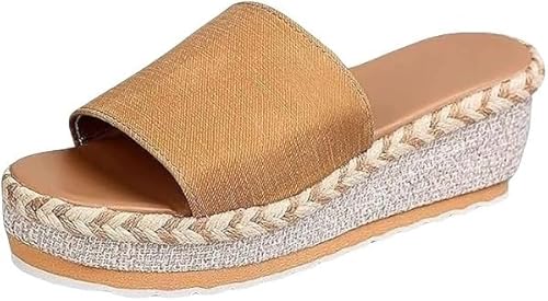 JXpxbao Plattform Frauen Mode Sandalen Keile Plattform Casual Sommer High Heels Offene Zehe Espadrilles Sandalen Slip on Schuhe Frauen (Gelb,39) von JXpxbao
