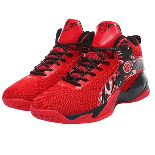 JXpxbao Retro Kontrastfarben Sneaker Herren Damen Schuhe Skateboardschuhe Laufschuhe Turnschuhe Mit Luftpolster Walkingschuhe Teenager Basketballschuhe Sportschuhe (9281 rot,44) von JXpxbao