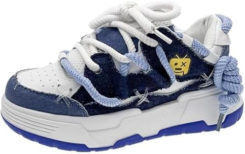 JXpxbao Retro Sneaker Damen Schuhe Skateboardschuhe Orthopädische Laufschuhe Turnschuhe Mit Luftpolster Walkingschuhe Skateboardschuhe Sportschuhe (Blau,42) von JXpxbao
