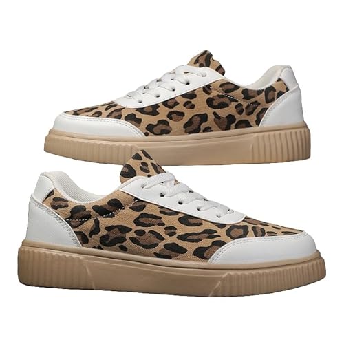 JXpxbao Retro Sneaker Herren Damen Schuhe Skateboardschuhe Laufschuhe Turnschuhe Mit Luftpolster Walkingschuhe Skateboardschuhe Lässige All-Match Sportschuhe Leopard Schnürstiefel Gr.36-44 (Weiß,44) von JXpxbao