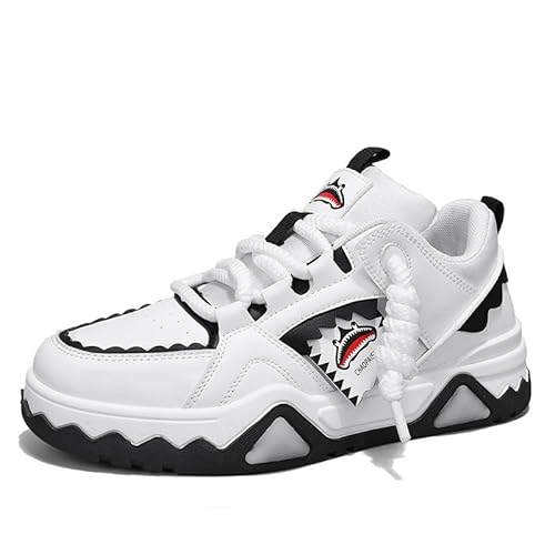 JXpxbao Retro Sneaker Herren Schuhe Skateboardschuhe Laufschuhe Turnschuhe Mit Luftpolster Walkingschuhe Skateboardschuhe Lässige All-Match Sportschuhe Schnürschuhe (Weiß,39) von JXpxbao