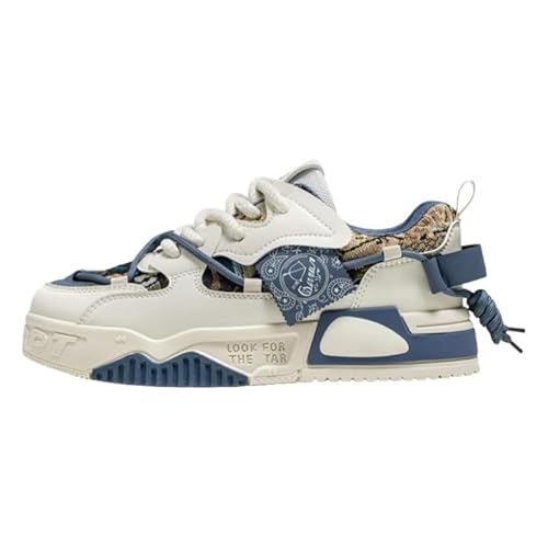 JXpxbao Retro Sneaker Herren Schuhe Skateboardschuhe Orthopädische Laufschuhe Turnschuhe Mit Luftpolster Walkingschuhe Skateboardschuhe Lässige All-Match Sportschuhe Schnürschuhe (Blau,43) von JXpxbao