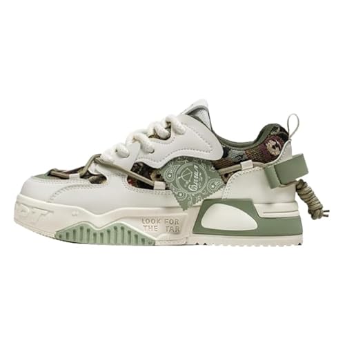 JXpxbao Retro Sneaker Herren Schuhe Skateboardschuhe Orthopädische Laufschuhe Turnschuhe Mit Luftpolster Walkingschuhe Skateboardschuhe Lässige All-Match Sportschuhe Schnürschuhe (Grün,41) von JXpxbao