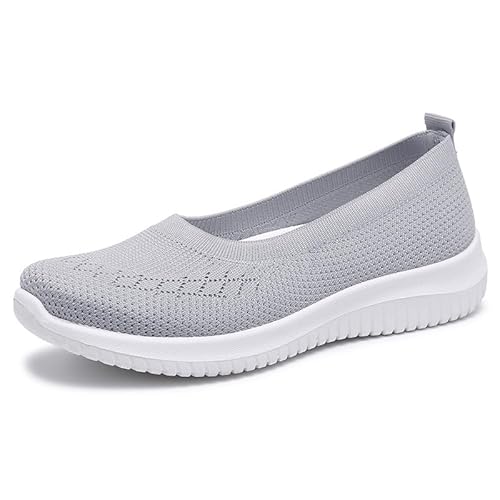 JXpxbao Schuhe Damen Schlupfschuhe - Laufschuhe Für Breite Fuß Orthopädische Leichte Und Atmungsaktive Trainer Bequeme Turnschuhe Walkingschuhe rutschfest Ultraleichte Outdoor Sneaker (Grau,39) von JXpxbao