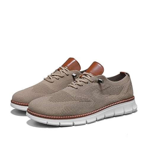 JXpxbao Schuhe Herren Anzugschuhe Sneaker Oxfords Business Mesh Stoff Atmungsaktiv Sportschuhe Tennisschuhe Walkingschuhe Komfortabe (Khaki,40) von JXpxbao