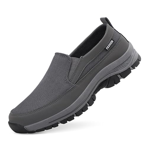 JXpxbao Slip on Sneaker Herren Extra Weite Turnschuhe rutschfest Walkingschuhe Breit Outdoor Schuhe Bequem Leichte Atmungsaktive Freizeitschuhe (Grau,42) von JXpxbao