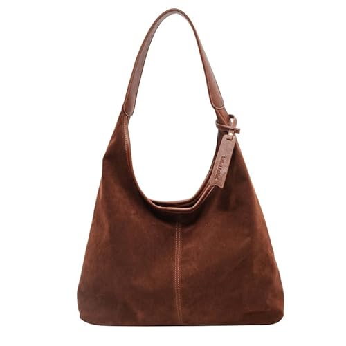 JXpxbao Tote Bag Wildlederimitat Handtasche Damen Groß Shopper Tasche Schultertasche Uni Hobo Tasche Gross Schultertasche Slouchy Bag Beuteltasche Damen-Shopper (Rotbraun) von JXpxbao