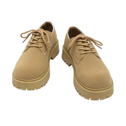 JXpxbao Trachtenschuhe Herren Vintage Mittelalter Trachten Schuhe Einfarbig Traditionelles Haferlschuhe Für Männer Einfarbig Herrenschuhe Oktoberfest Outfit Lederschuhe (Kamel,44) von JXpxbao