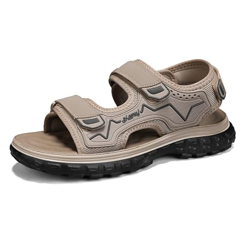 JXpxbao Trekkingsandalen Herren Offene Zehe Herren Wandern Sandalen Mesh & PU Oberen Verstellbaren Fersenriemen Für Sport Und Outdoor Wanderschuhe Für Sommer (Khaki,41) von JXpxbao
