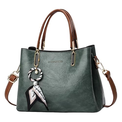 JXpxbao Umhängetaschen Elegante Schultertasche Damen Handtasche Frauen PU Leder Wasserdicht Große Kapazität Mittel Büro Schule Einkauf Arbeitstasche Reisen Mit Vielen Fächern Henkeltaschen (Grün) von JXpxbao