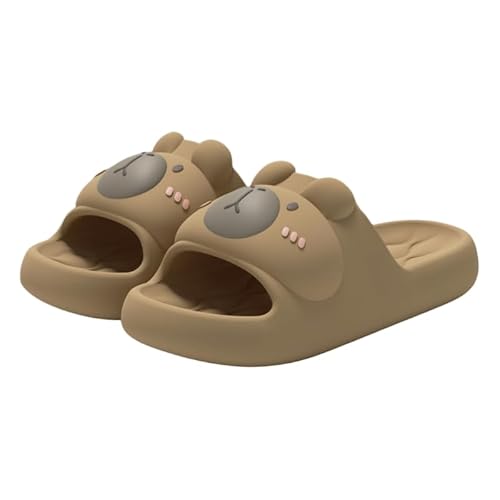 JXpxbao Unisex Hausschuhe Badeschuhe Herren Wasserschwein Süße Tiere Slides Damen Cloud Badelatschen Sommer rutschfeste Pantoletten Badeschlappen Home Slippers (Braun,38) von JXpxbao
