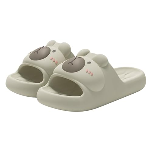 JXpxbao Unisex Hausschuhe Badeschuhe Herren Wasserschwein Süße Tiere Slides Damen Cloud Badelatschen Sommer rutschfeste Pantoletten Badeschlappen Home Slippers (Grau,44) von JXpxbao